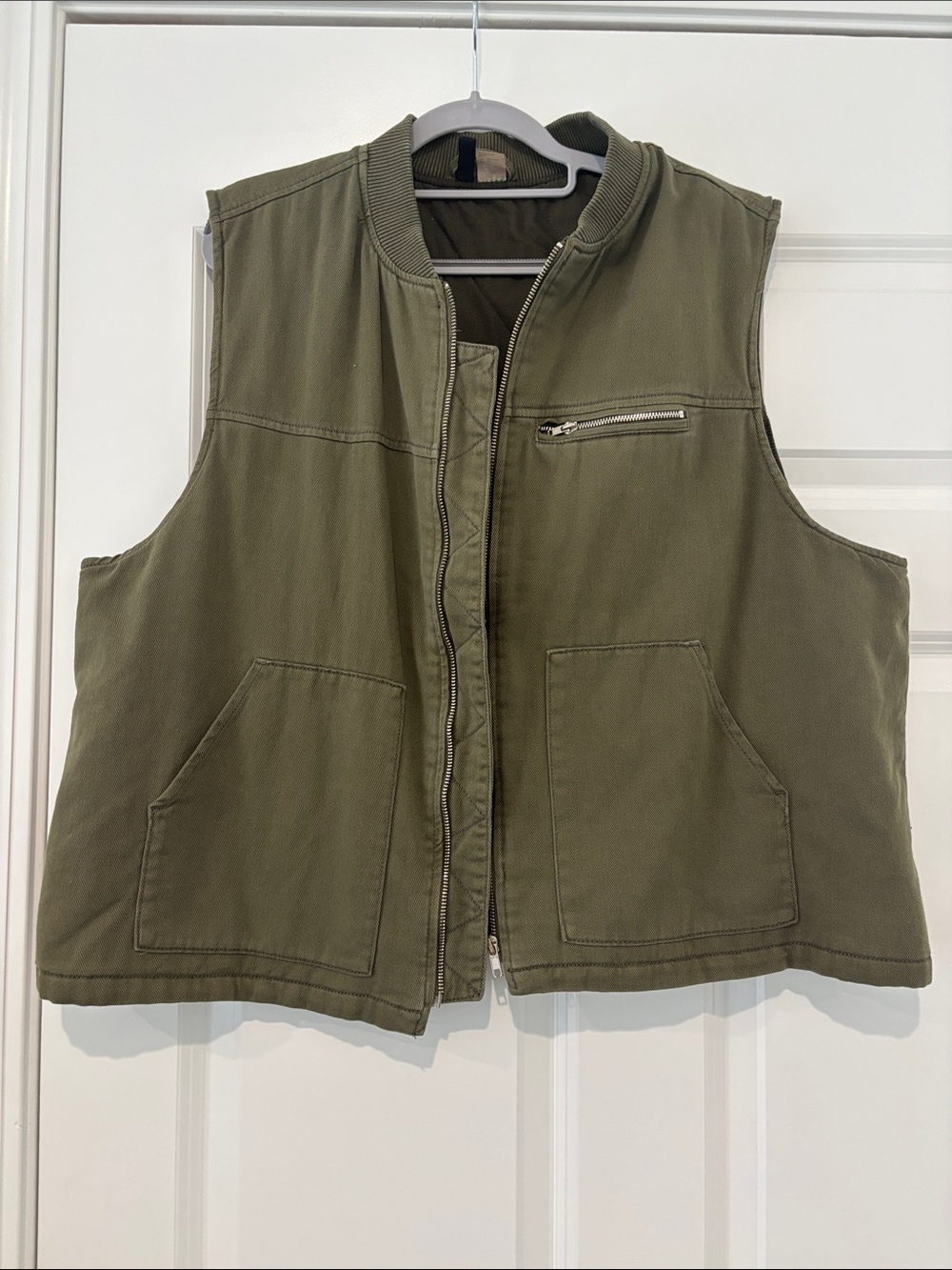 Women's Olive Utility Vest Jacket